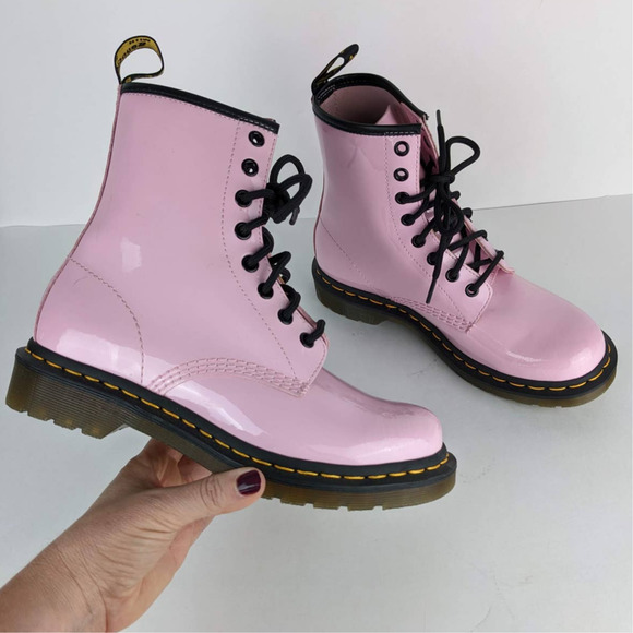 Dr. Martens Shoes - Dr. Martens Combat Boots 1460 Pascal Pink Patent Leather Pastel Shoes Womens 7